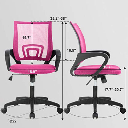 Home Office Chair Ergonomic Desk Chair Mesh Computer Chair with Lumbar Support Armrest Executive Rolling Swivel Adjustable Mid Back Task Chair for Women Adults, Black