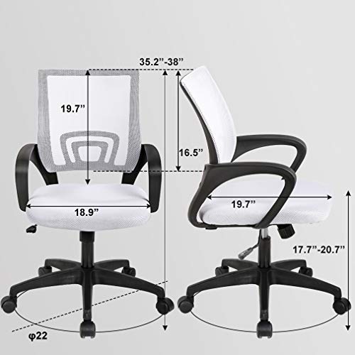 Home Office Chair Ergonomic Desk Chair Mesh Computer Chair with Lumbar Support Armrest Executive Rolling Swivel Adjustable Mid Back Task Chair for Women Adults, Black