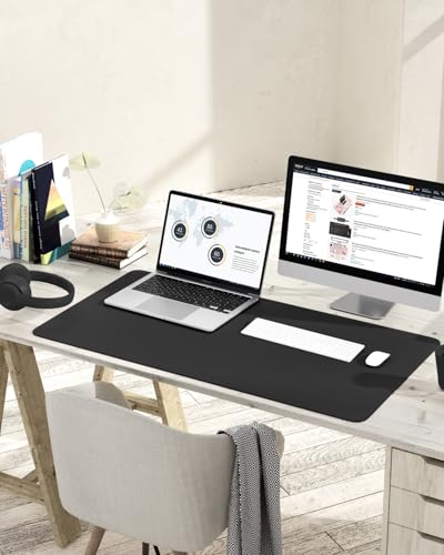 Non-Slip Desk Pad,Mouse Pad,Waterproof PVC Leather Desk Table Protector,Ultra Thin Large Desk Blotter, Easy Clean Laptop Desk Writing Mat for Office Work/Home/Decor(Pink, 23.6" x 13.7")