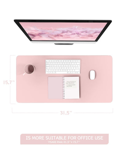 Non-Slip Desk Pad,Mouse Pad,Waterproof PVC Leather Desk Table Protector,Ultra Thin Large Desk Blotter, Easy Clean Laptop Desk Writing Mat for Office Work/Home/Decor(Pink, 23.6" x 13.7")