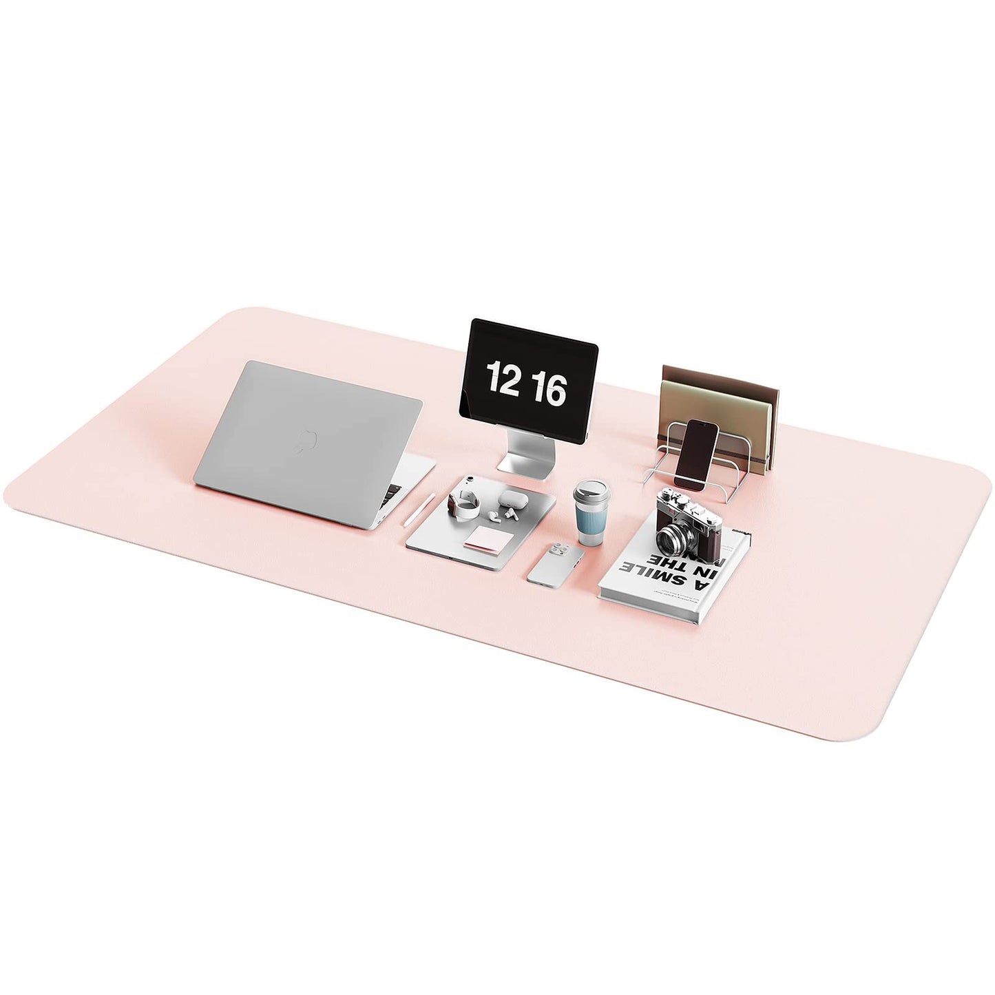 Non-Slip Desk Pad,Mouse Pad,Waterproof PVC Leather Desk Table Protector,Ultra Thin Large Desk Blotter, Easy Clean Laptop Desk Writing Mat for Office Work/Home/Decor(Pink, 23.6" x 13.7")