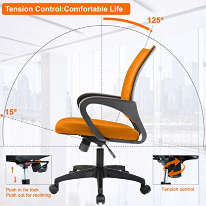 Home Office Chair Ergonomic Desk Chair Mesh Computer Chair with Lumbar Support Armrest Executive Rolling Swivel Adjustable Mid Back Task Chair for Women Adults, Black