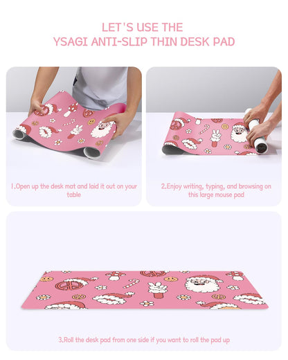 Non-Slip Desk Pad,Mouse Pad,Waterproof PVC Leather Desk Table Protector,Ultra Thin Large Desk Blotter, Easy Clean Laptop Desk Writing Mat for Office Work/Home/Decor(Pink, 23.6" x 13.7")