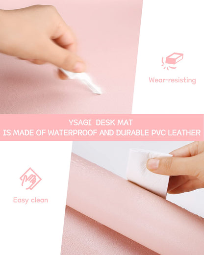 Non-Slip Desk Pad,Mouse Pad,Waterproof PVC Leather Desk Table Protector,Ultra Thin Large Desk Blotter, Easy Clean Laptop Desk Writing Mat for Office Work/Home/Decor(Pink, 23.6" x 13.7")