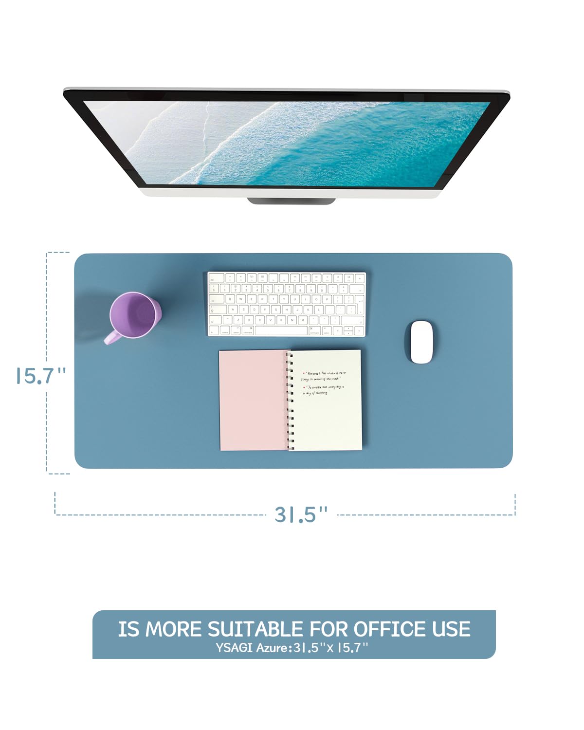 Non-Slip Desk Pad,Mouse Pad,Waterproof PVC Leather Desk Table Protector,Ultra Thin Large Desk Blotter, Easy Clean Laptop Desk Writing Mat for Office Work/Home/Decor(Pink, 23.6" x 13.7")