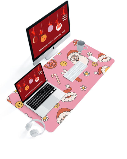 Non-Slip Desk Pad,Mouse Pad,Waterproof PVC Leather Desk Table Protector,Ultra Thin Large Desk Blotter, Easy Clean Laptop Desk Writing Mat for Office Work/Home/Decor(Pink, 23.6" x 13.7")