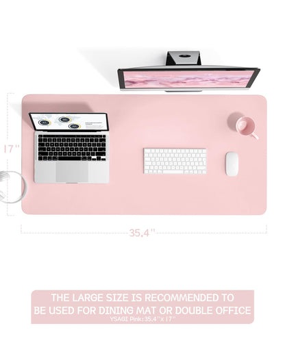 Non-Slip Desk Pad,Mouse Pad,Waterproof PVC Leather Desk Table Protector,Ultra Thin Large Desk Blotter, Easy Clean Laptop Desk Writing Mat for Office Work/Home/Decor(Pink, 23.6" x 13.7")