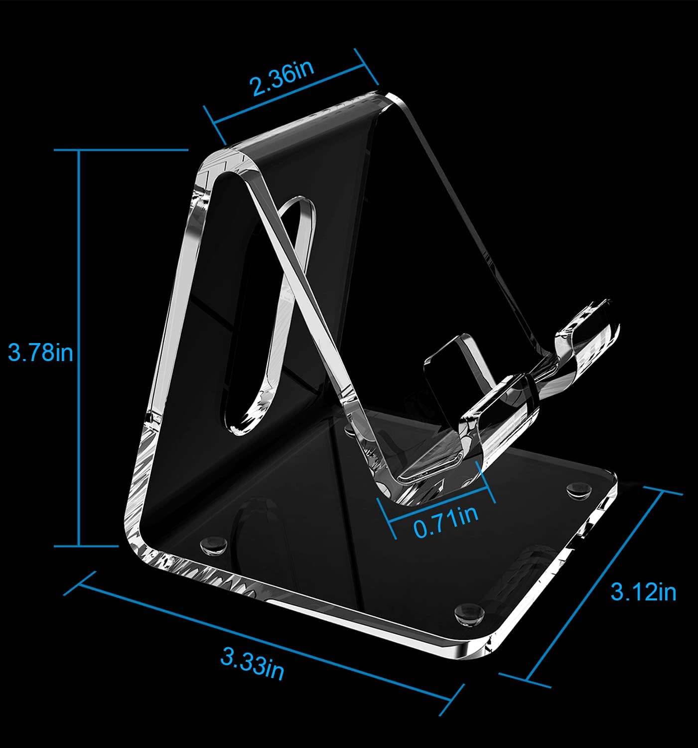 Crpich Acrylic Cell Phone Stand, Portable Clear Phone Stand for Desk, Compatible with Phone15 14 13 Pro Max Mini 12 11 Plus SE, Switch, Android Smartphone, Pad, Tablet, Desk Accessories