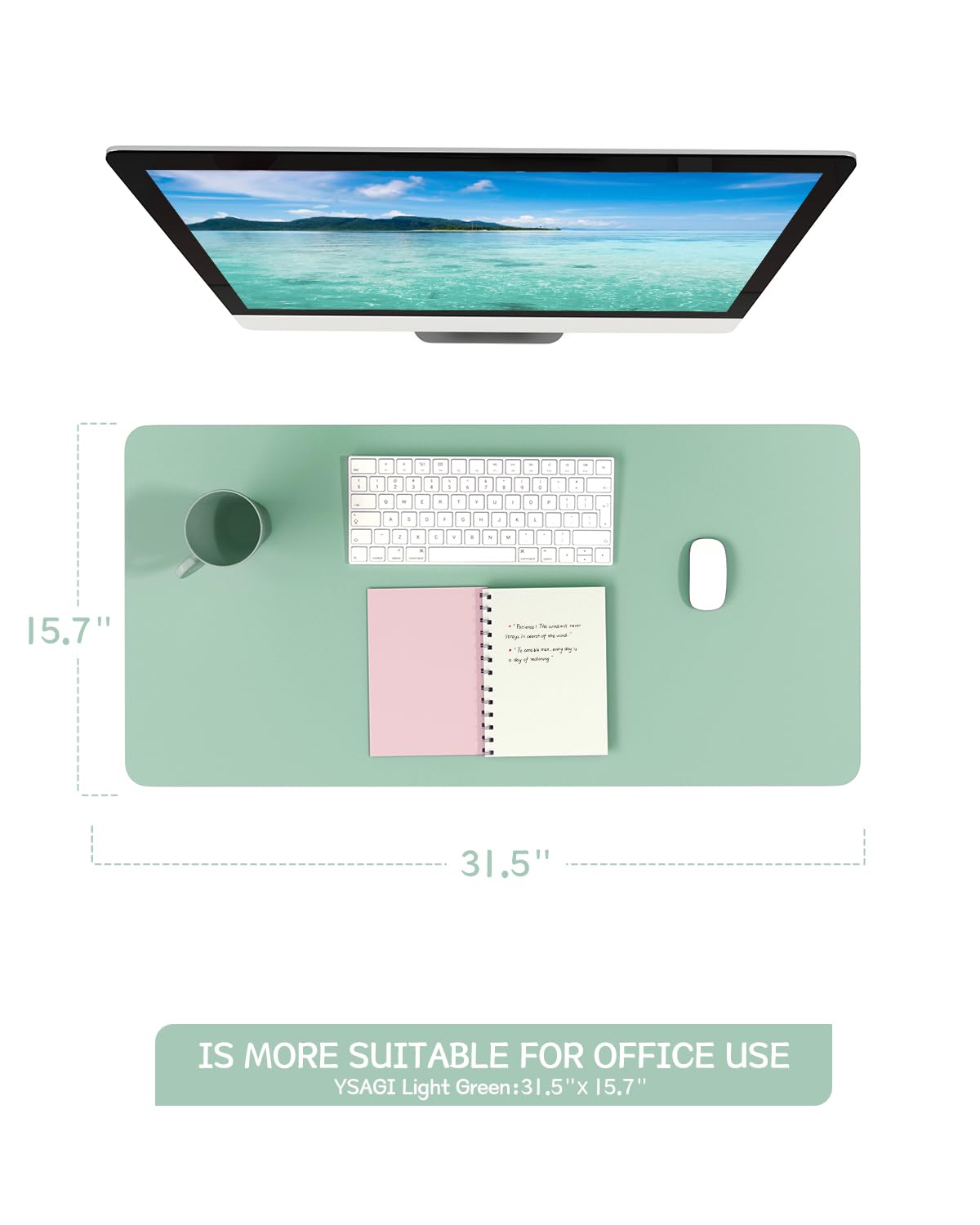 Non-Slip Desk Pad,Mouse Pad,Waterproof PVC Leather Desk Table Protector,Ultra Thin Large Desk Blotter, Easy Clean Laptop Desk Writing Mat for Office Work/Home/Decor(Pink, 23.6" x 13.7")