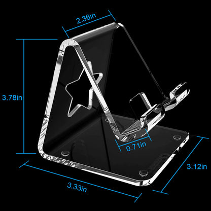 Crpich Acrylic Cell Phone Stand, Portable Clear Phone Stand for Desk, Compatible with Phone15 14 13 Pro Max Mini 12 11 Plus SE, Switch, Android Smartphone, Pad, Tablet, Desk Accessories