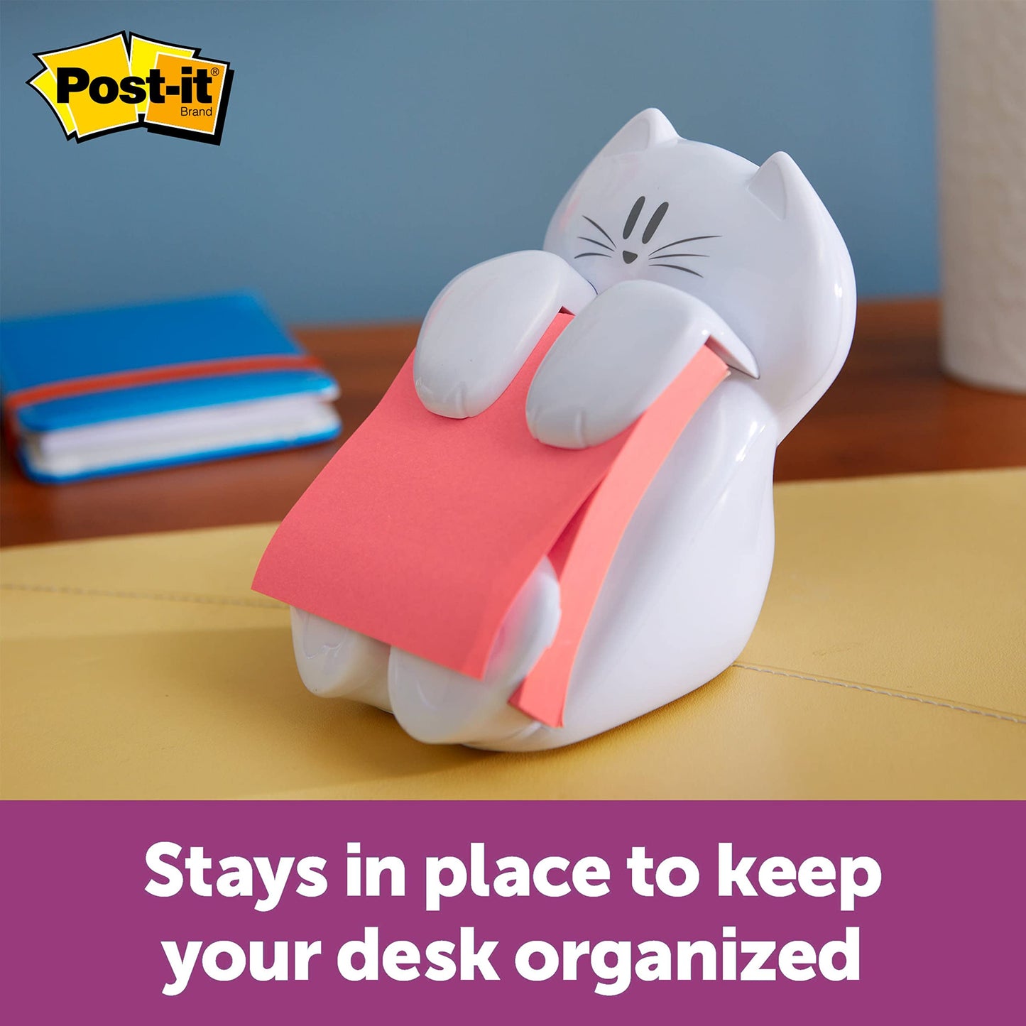 Post-it Pop-up Note Dispenser, Cat design, 3x3 in, 1 Dispenser/Pack (CAT-330,White)