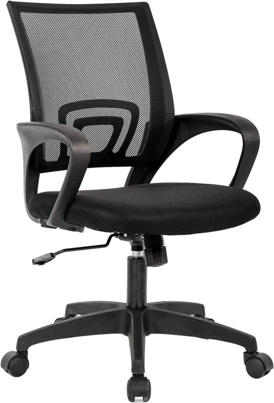 Home Office Chair Ergonomic Desk Chair Mesh Computer Chair with Lumbar Support Armrest Executive Rolling Swivel Adjustable Mid Back Task Chair for Women Adults, Black