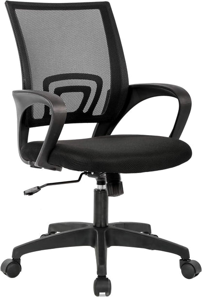 Home Office Chair Ergonomic Desk Chair Mesh Computer Chair with Lumbar Support Armrest Executive Rolling Swivel Adjustable Mid Back Task Chair for Women Adults, Black